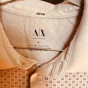 Armani Exchange Beige and Orange Patterned Polo